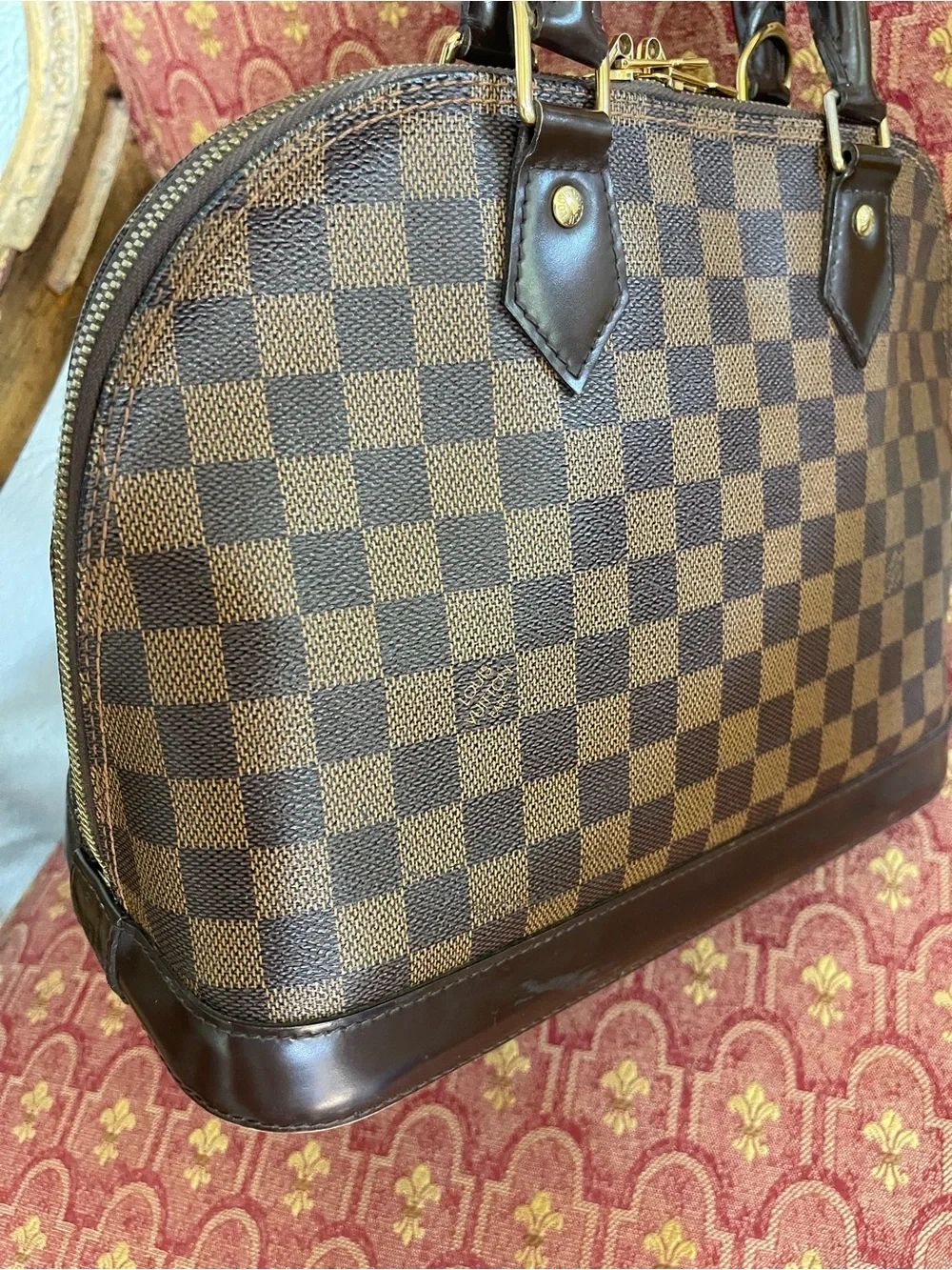 Louis Vuitton Damier Ebene Brown Checker Alma Handbag